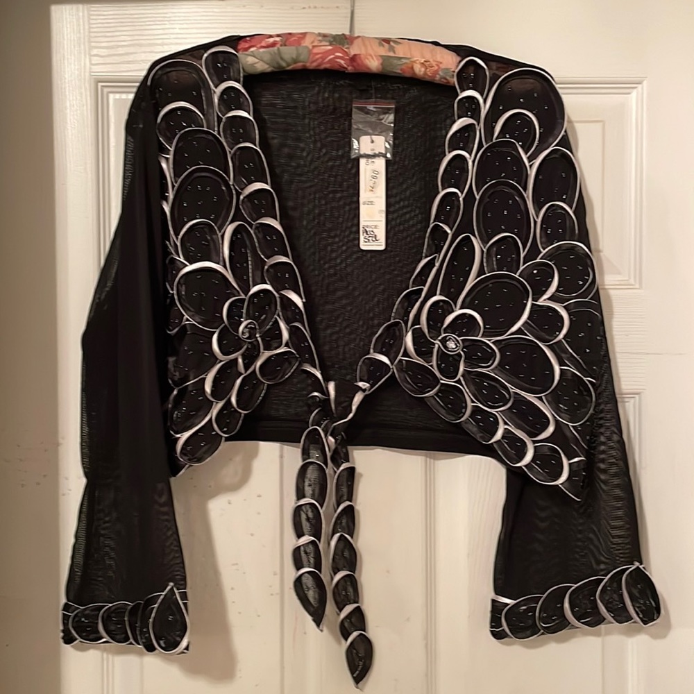 Black sheer crop top with front tie